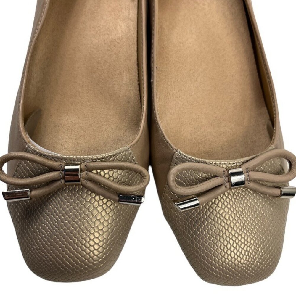 Naturalizer Gertie Ballet Flats Shoes Size 8.5 W Embossed Leather Taupe - Picture 6 of 16
